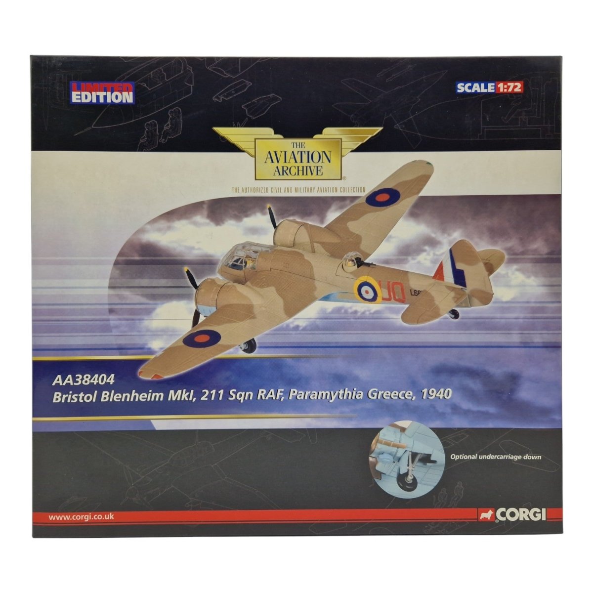 Corgi Aviation Archive 1:72 Blenheim MKI, 211 Sqn Greece, AA38404 - Corgi