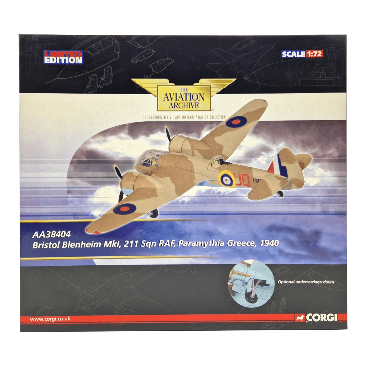 Corgi Aviation Archive 1:72 Blenheim MKI, 211 Sqn Greece AA38404 - Corgi