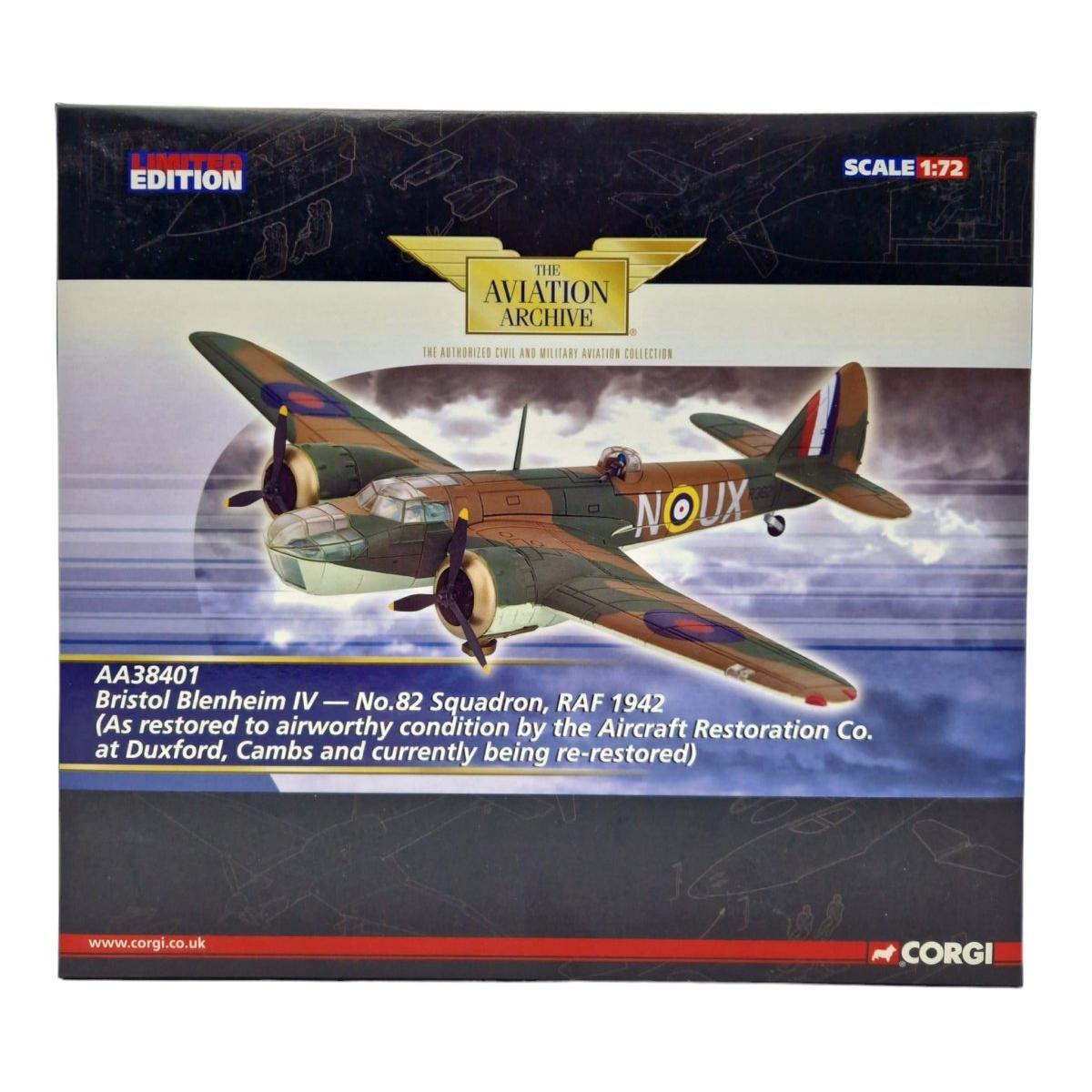 Corgi Aviation Archive 1:72 Bristol Blenheim Mk IV RAF No.82 Sqn, 1942 AA38401 - Corgi