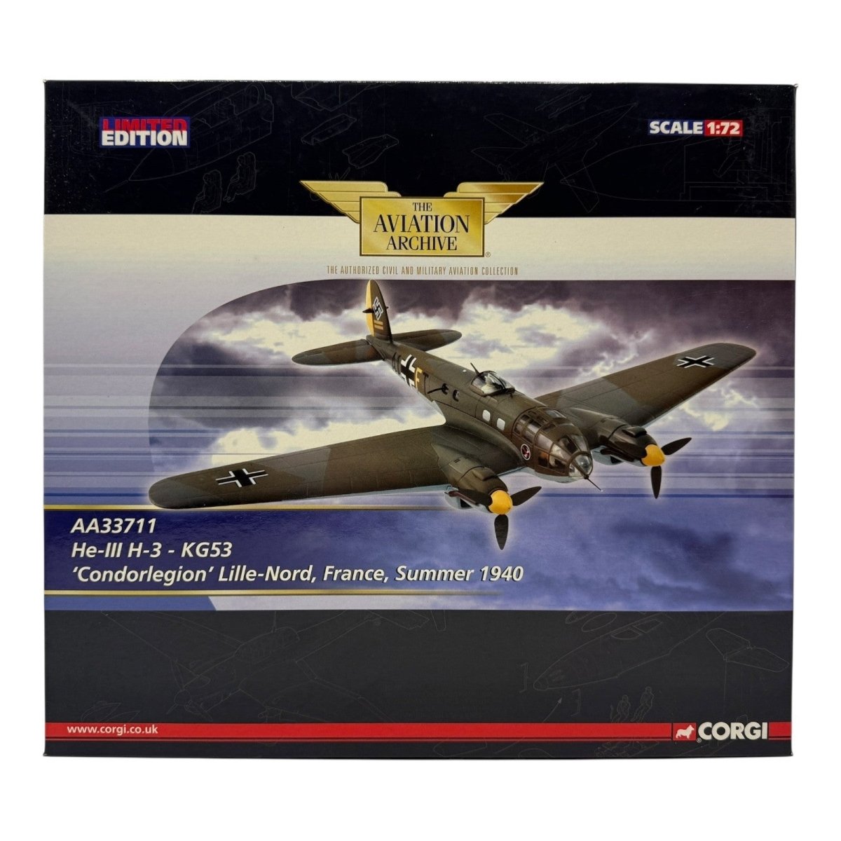Corgi Aviation Archive AA33711 1:72 Heinkel He - 111 H - 3 KG53 Lille - Nord France - Corgi