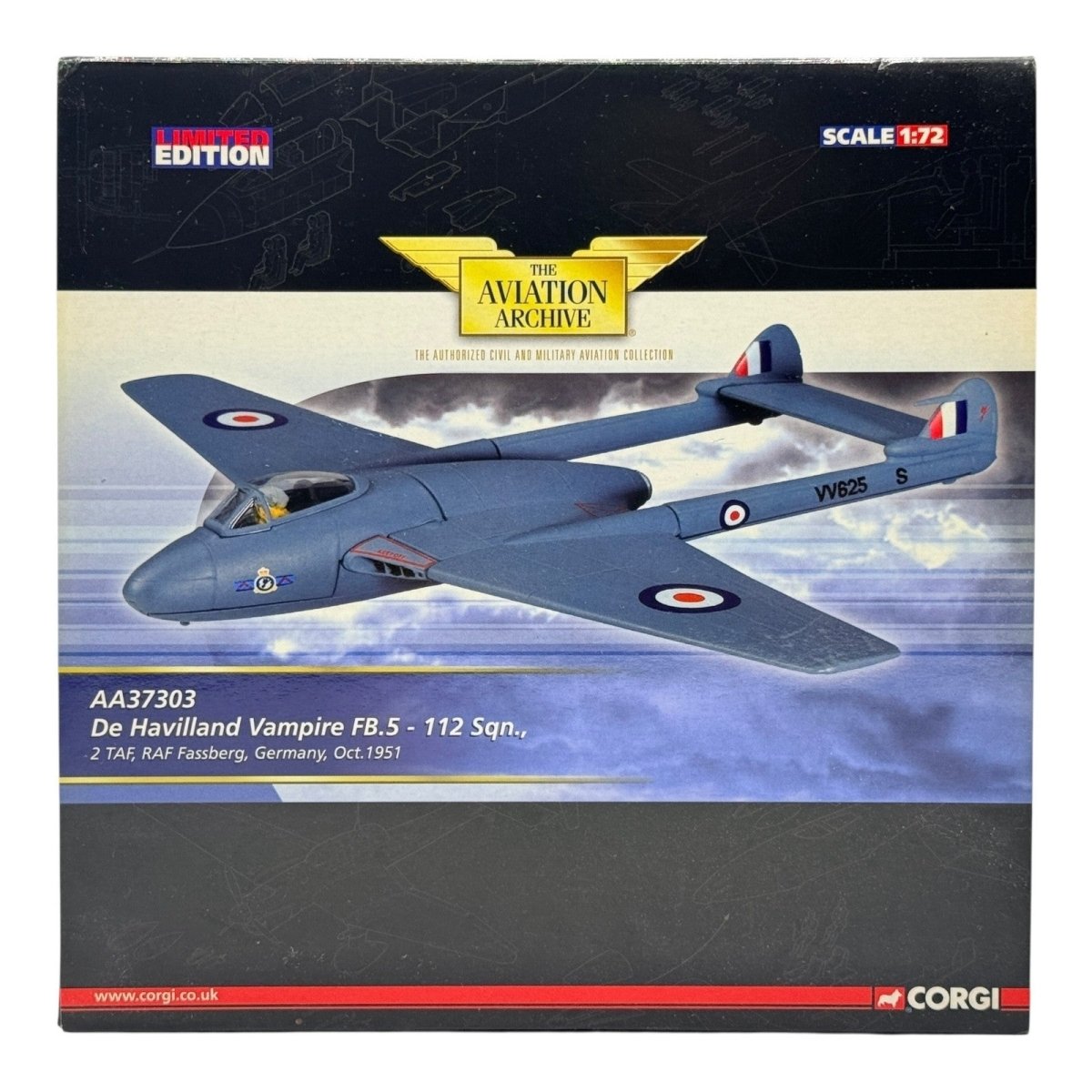 Corgi Aviation Archive AA37303 1:72 De Havilland Vampire FB.5 112 Sqn RAF 1951 - Corgi