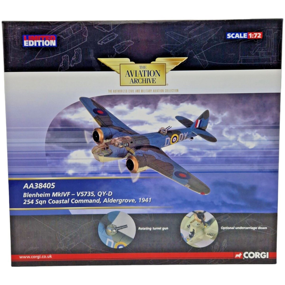 Corgi Aviation Archive 1:72 Bristol Blenheim MkIVF 254 Sqn Coastal Command 1941 AA38405 - Corgi