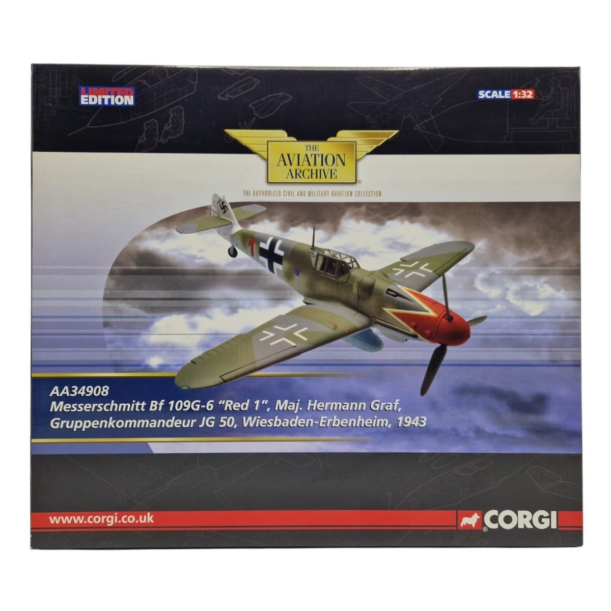 Corgi Aviation Archive BF109G - 6 "Red 1" Luftwaffe JG 50 AA34908 - Corgi