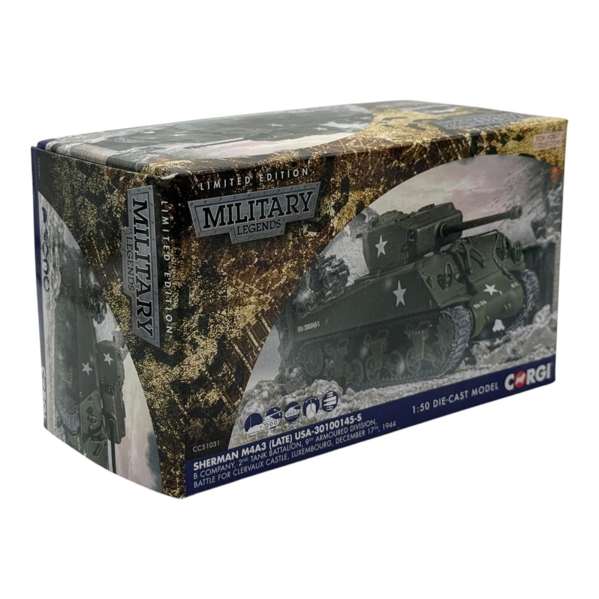 Corgi CC51031 1:50 M4A3(76)W Sherman US Army 9th Armored Div Clervaux 1944 - Corgi