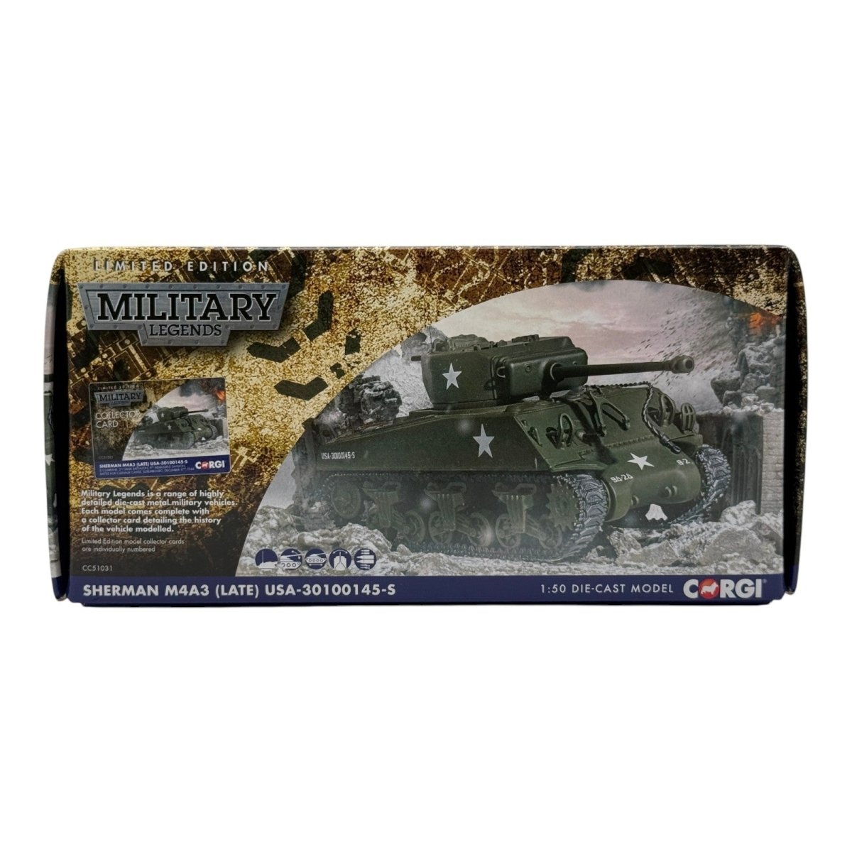 Corgi CC51031 1:50 M4A3(76)W Sherman US Army 9th Armored Div Clervaux 1944 - Corgi