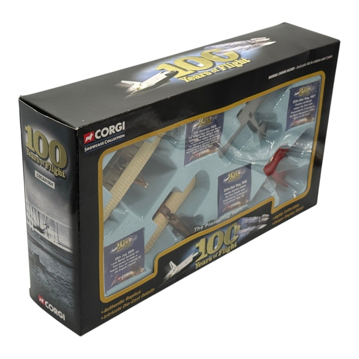 Corgi CSCA01004 100 Years of Flight The Pioneering Years Wright Flyer Bleriot XI Spirit of St Louis Lockheed Vega 4-Piece Set - Corgi