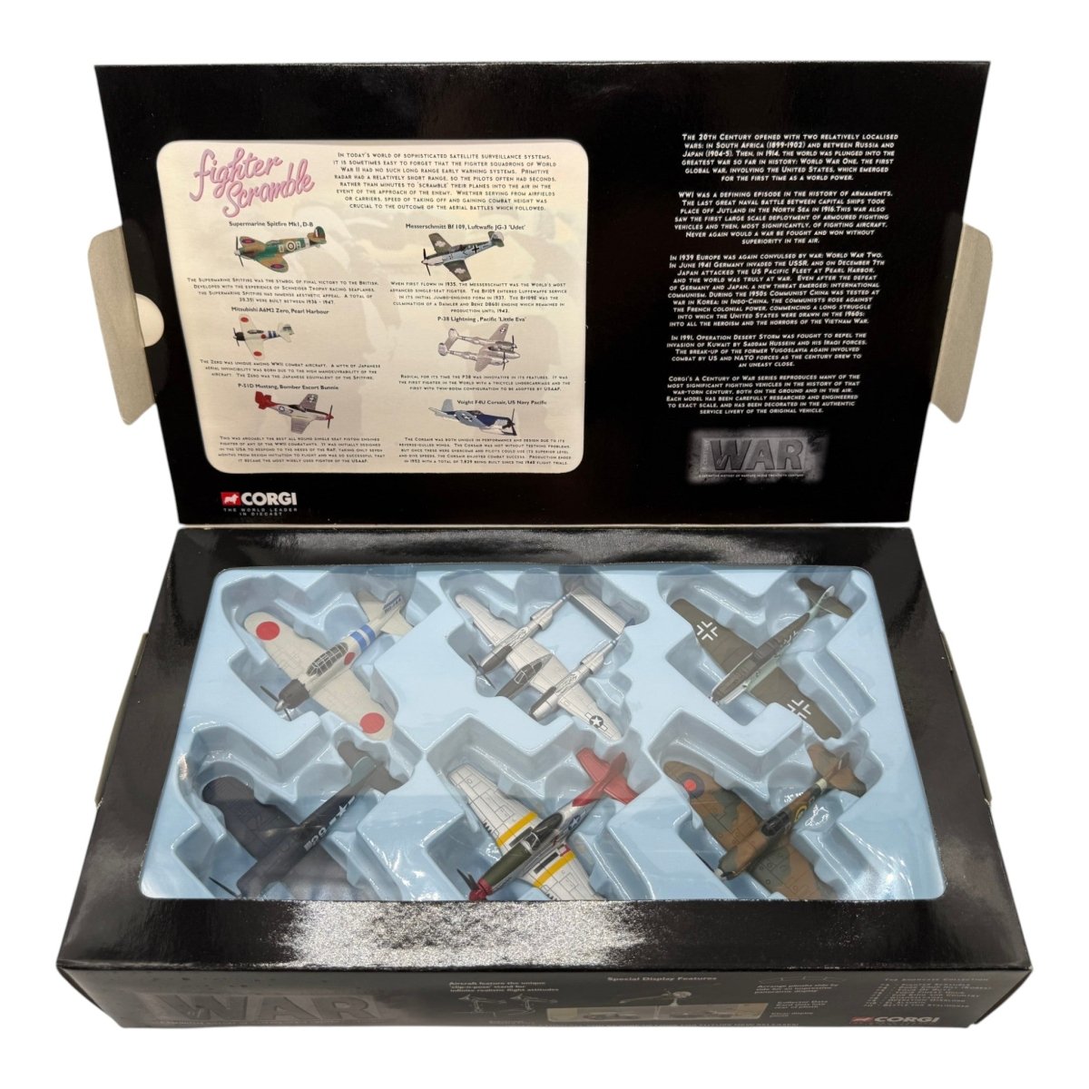 Corgi CSFS01006 Fighter Scramble Spitfire Zero P-51D Mustang Bf 109 P-38 Lightning F4U Corsair 6-Plane Set - Corgi