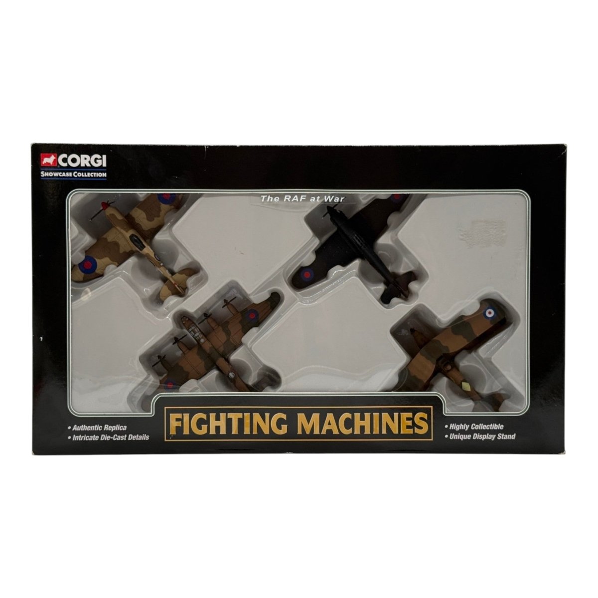 Corgi CSFS08004 Fighting Machines The RAF at War Spitfire Hurricane Lancaster Tiger Moth 4-Aircraft Set - Corgi