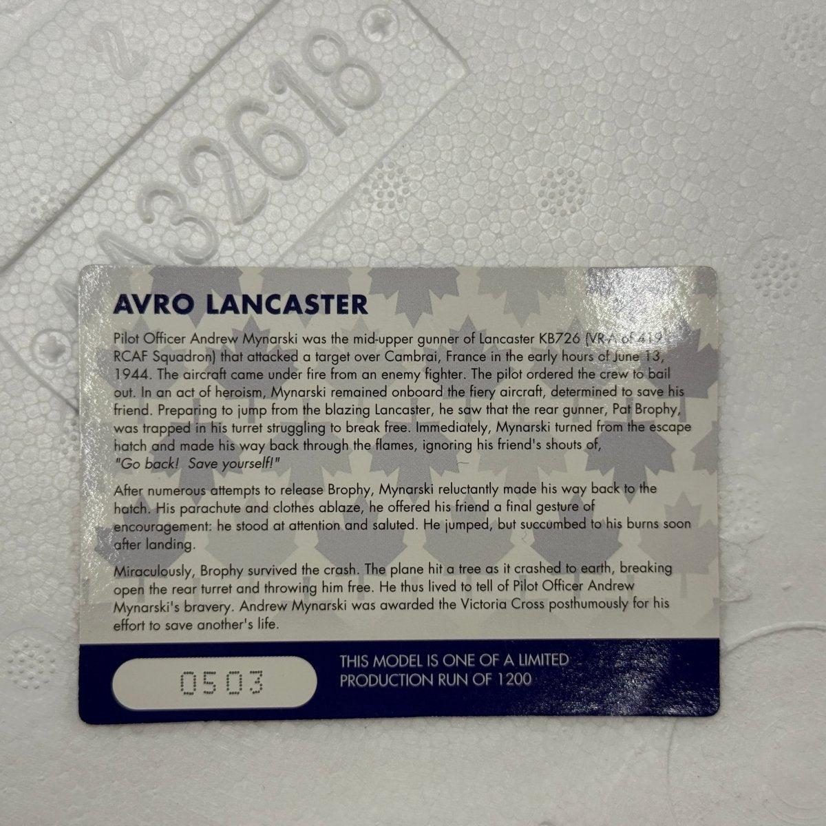 Corgi US32622F 1:72 Avro Lancaster RCAF No.419 Sqn Mynarski VC VR-A *ISSUES* - Corgi