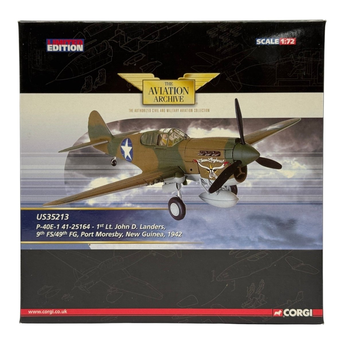 Corgi US35213 1:72 Curtiss P - 40E Warhawk USAAF 49th FG Texas Longhorn - Corgi