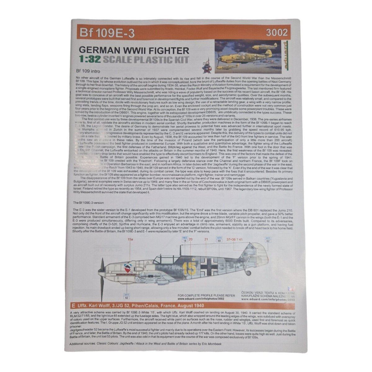 Eduard Profipak 1:32 Messerschmitt Bf 109e - 3 Plastic Model Kit #3002 - Eduard