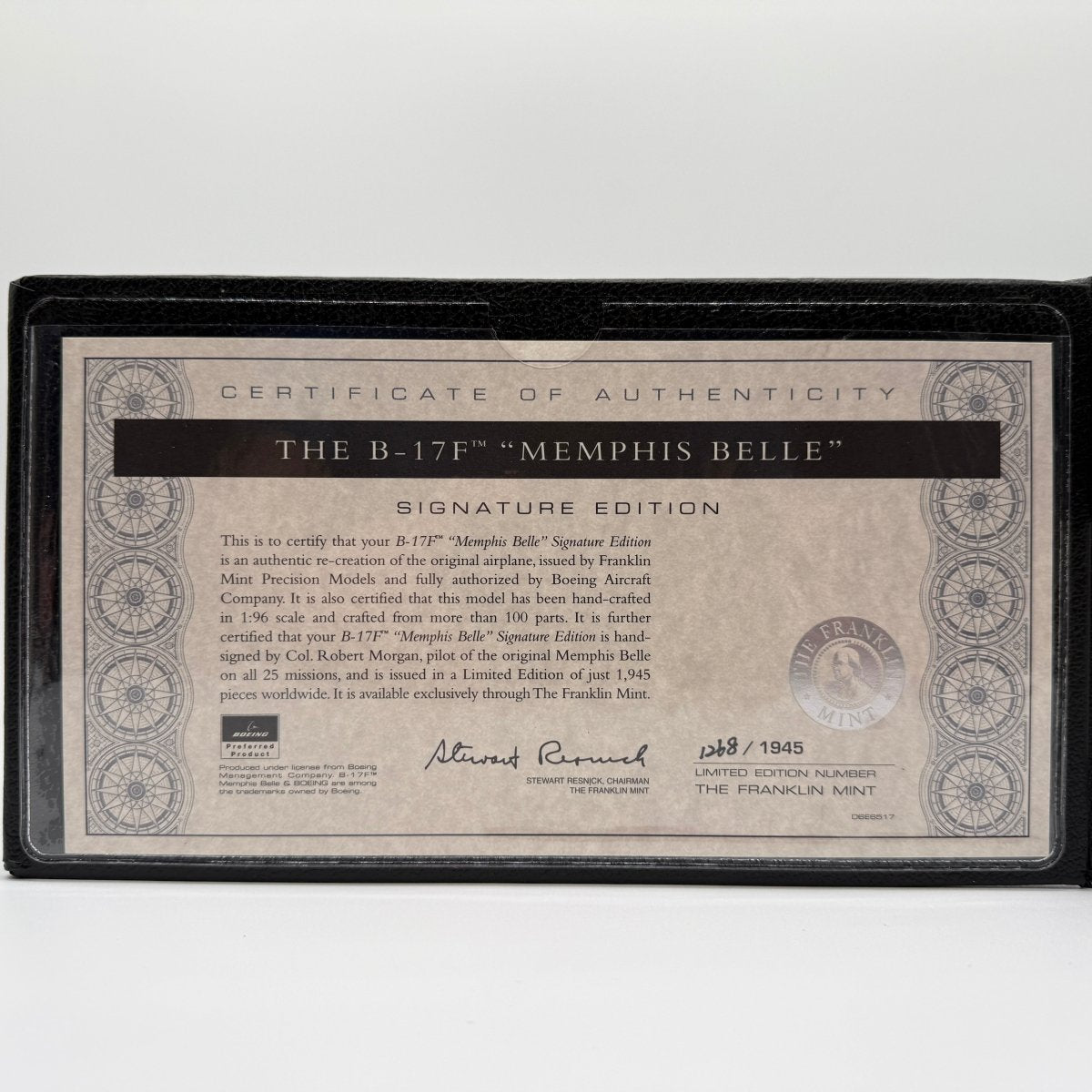 Franklin Mint B11A629 1:96 B - 17F Flying Fortress Memphis Belle Signed Edition - Franklin Mint