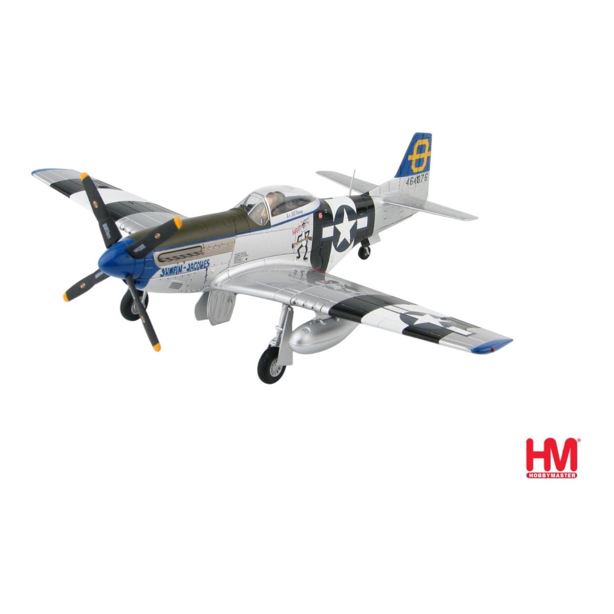 Hobby Master 1:48 P - 51D Mustang, Jumpin Jacques 1945, Diecast Model HA7740, Ex - display - Hobby Master