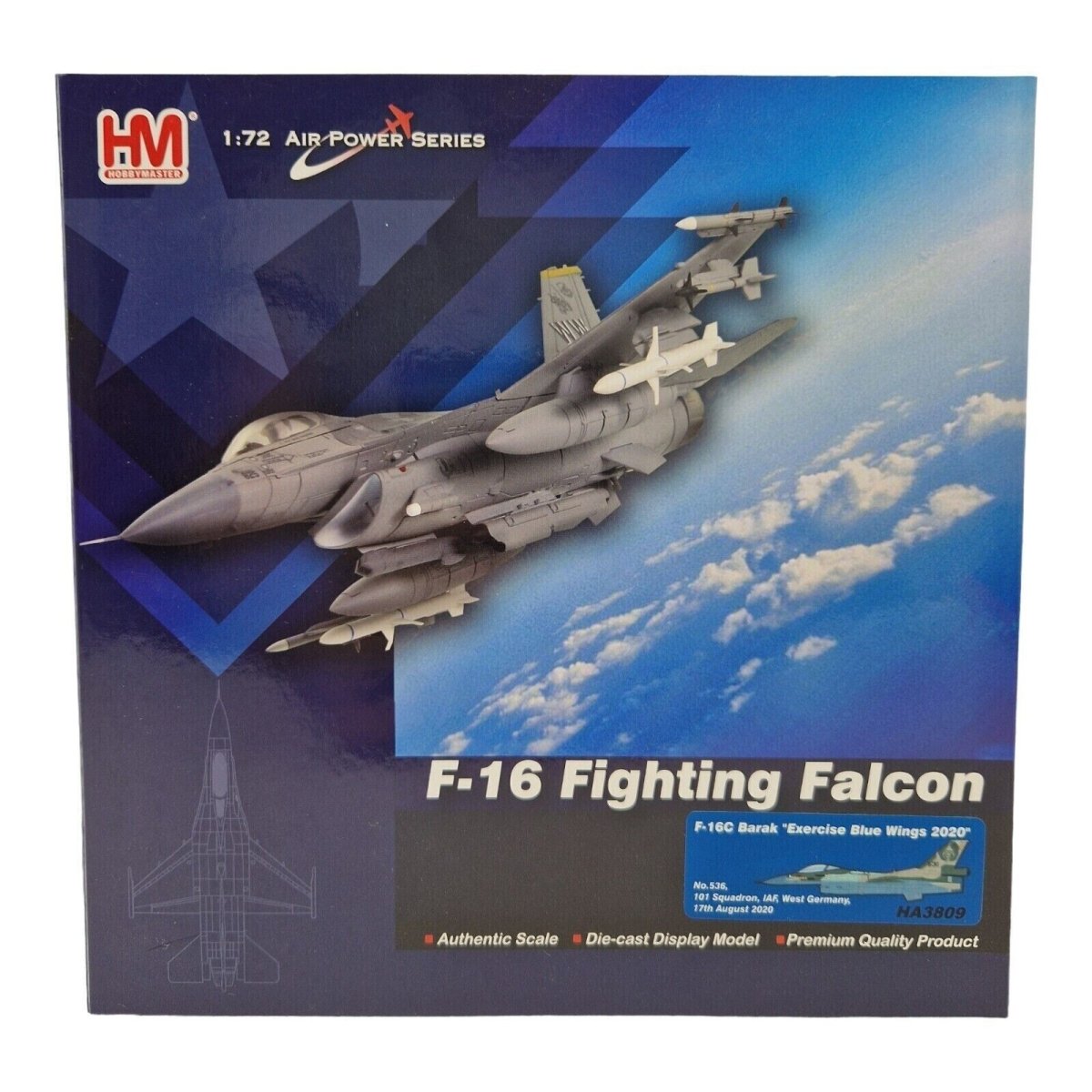 Hobby Master 1/72 F - 16C Barak Israel Air Force "Exercise Blue Wings 2020" HA3809 - Hobby Master