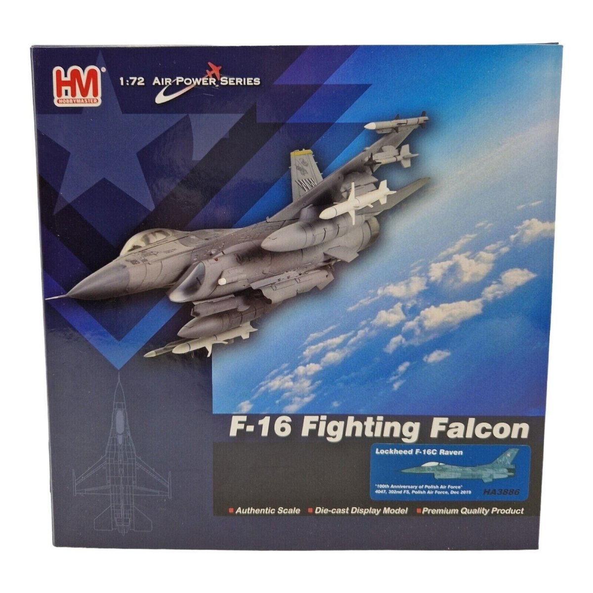 Hobby Master 1:72 Lockheed F - 16C Raven, 100TH Anniversary, Polish Air Force HA3886 - Hobby Master