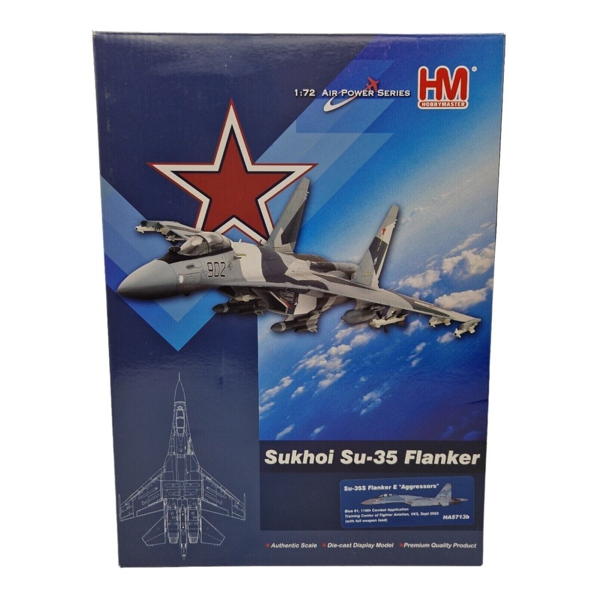 Hobby Master 1:72 Sukhoi Su - 35 Flanker E "Aggressors" Blue 01 Model HA5713b - Hobby Master