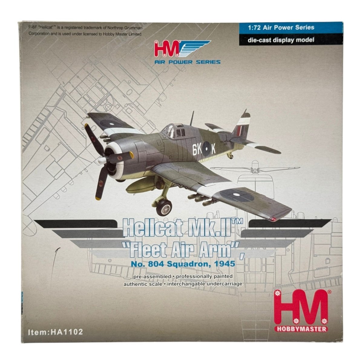 Hobby Master HA1102 1:72 Grumman F6F Hellcat Royal Navy Fleet Air Arm No.804 NAS 1945 - Hobby Master