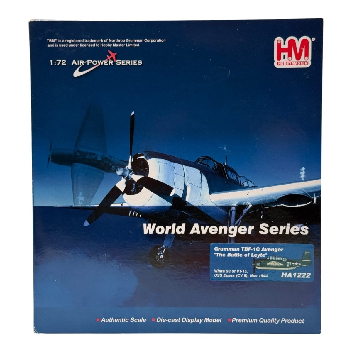 Hobby Master HA1222 1:72 TBF-1C Avenger White 93 VT-15 USS Essex 1944 *ISSUES* - Hobby Master