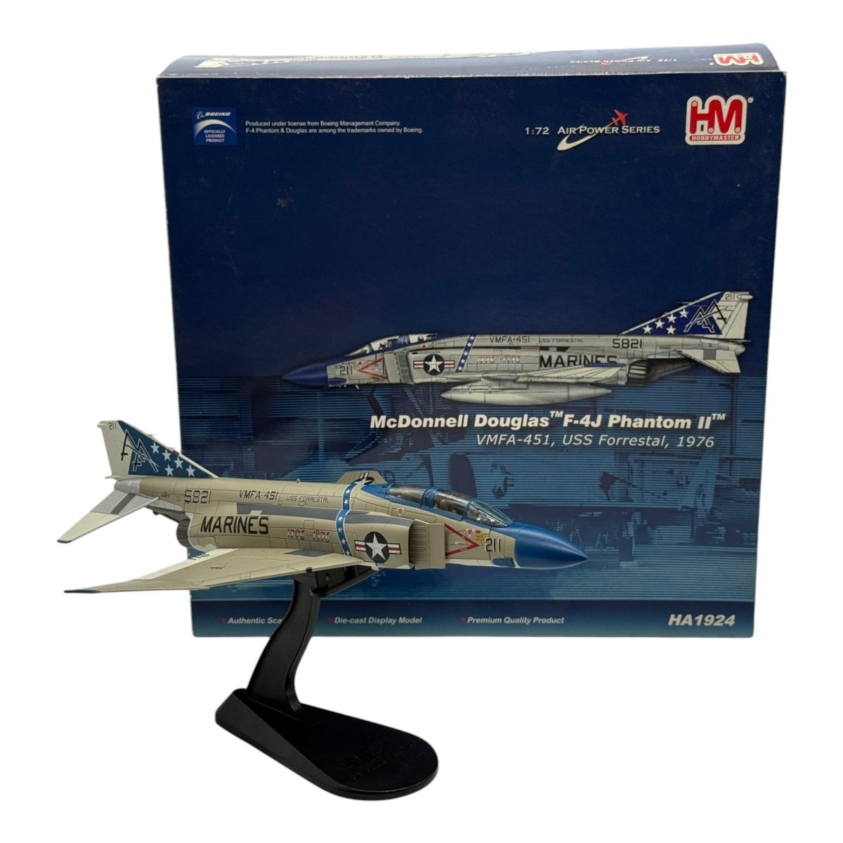 Hobby Master HA1924 1:72 McDonnell Douglas F-4J Phantom II USMC VMFA-451 Warlords USS Forrestal 1976 - Hobby Master