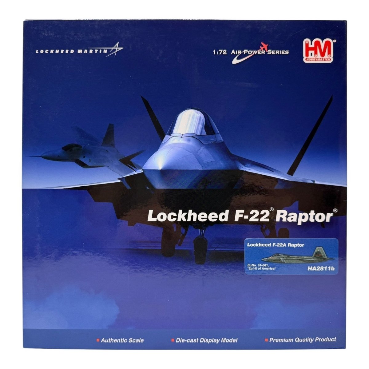 Hobby Master HA2811B 1:72 F - 22A Raptor 91 - 001 Spirit of America USAF Edwards AFB - Hobby Master