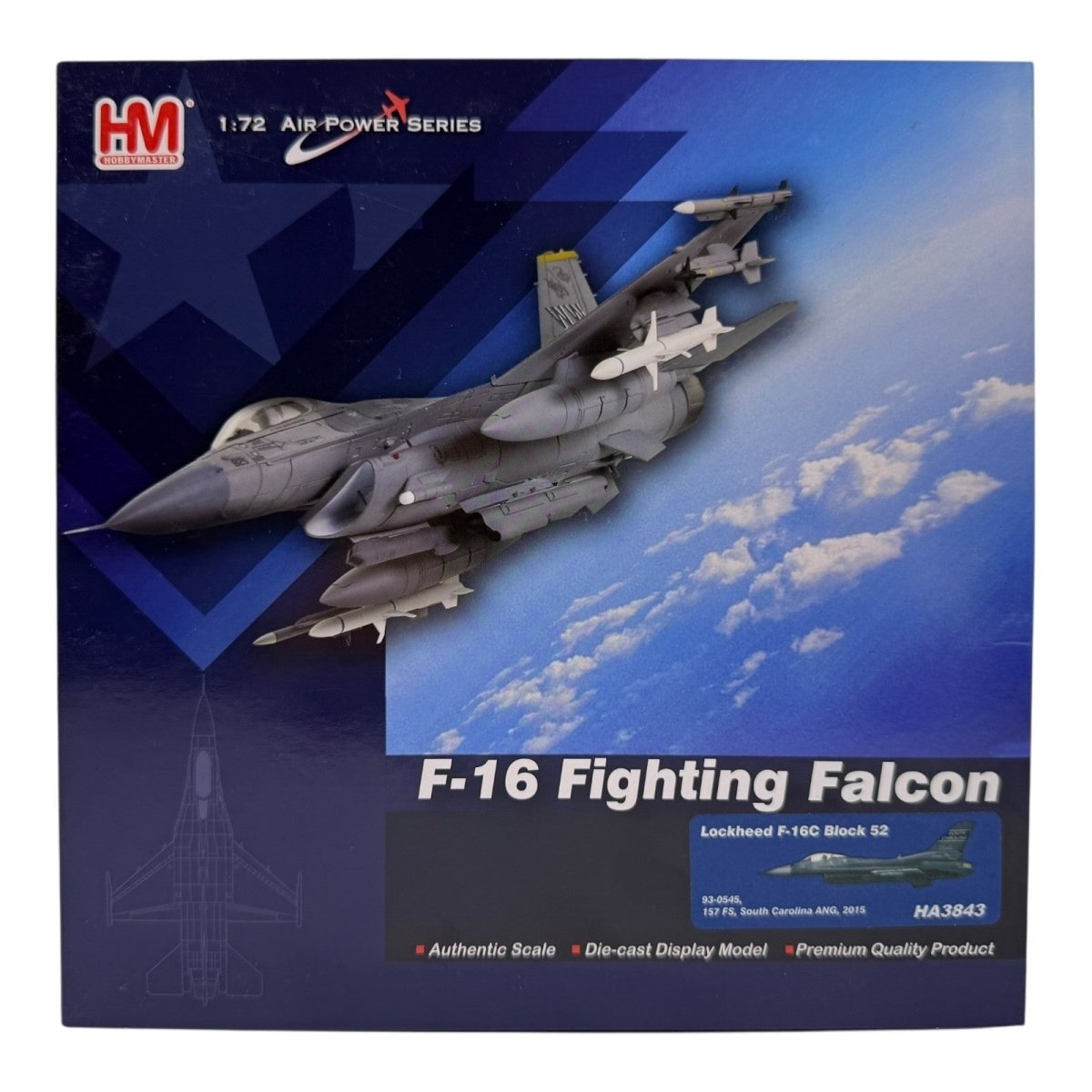 Hobby Master HA3843 1:72 F - 16C Block 52 93 - 0545, 157 FS South Carolina ANG, 2015 - Hobby Master