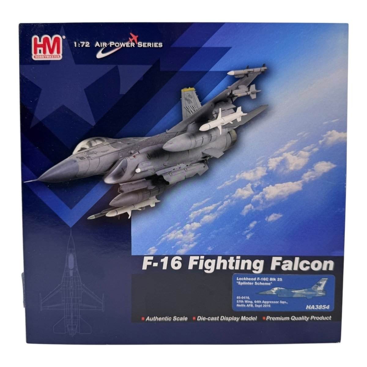 Hobby Master HA3854 1:72 F - 16C Blk 25 Splinter, 85 - 0418 WA, 64th Aggressor 2016 - Hobby Master