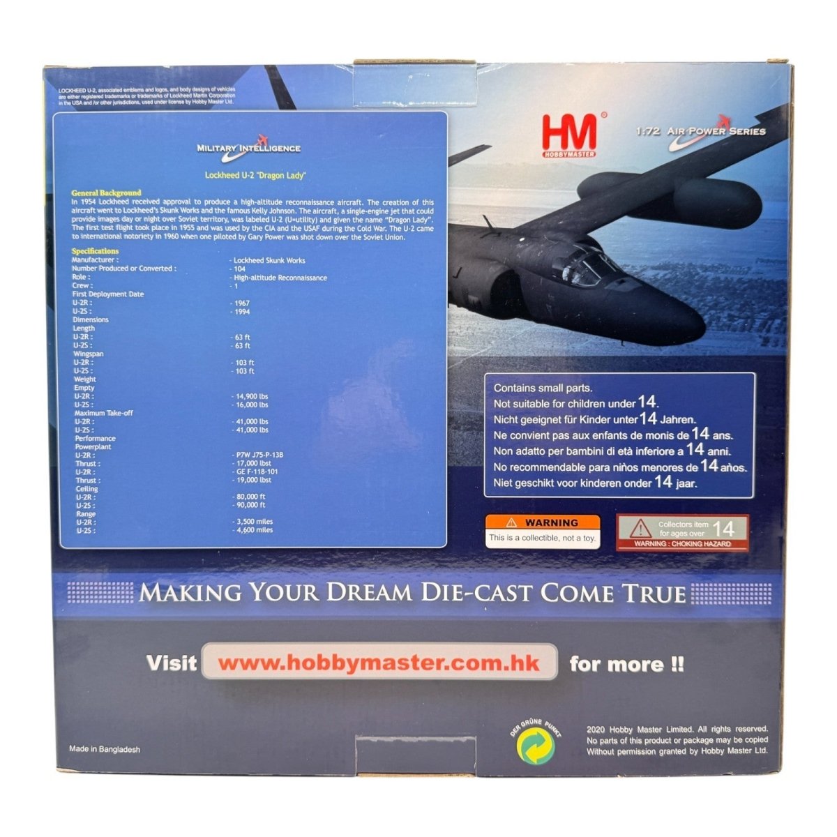 Hobby Master HA6901 1:72 Lockheed U - 2 "Dragon Lady" Beale AFB, 9th RW USAF - Hobby Master