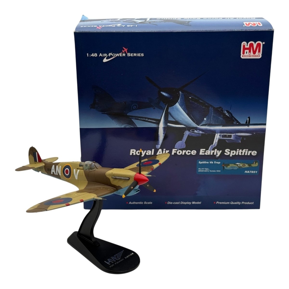 Hobby Master HA7851 1:48 Supermarine Spitfire Mk V RCAF No.417 Sqn AN-V BR487 Tunisia 1943 - Hobby Master