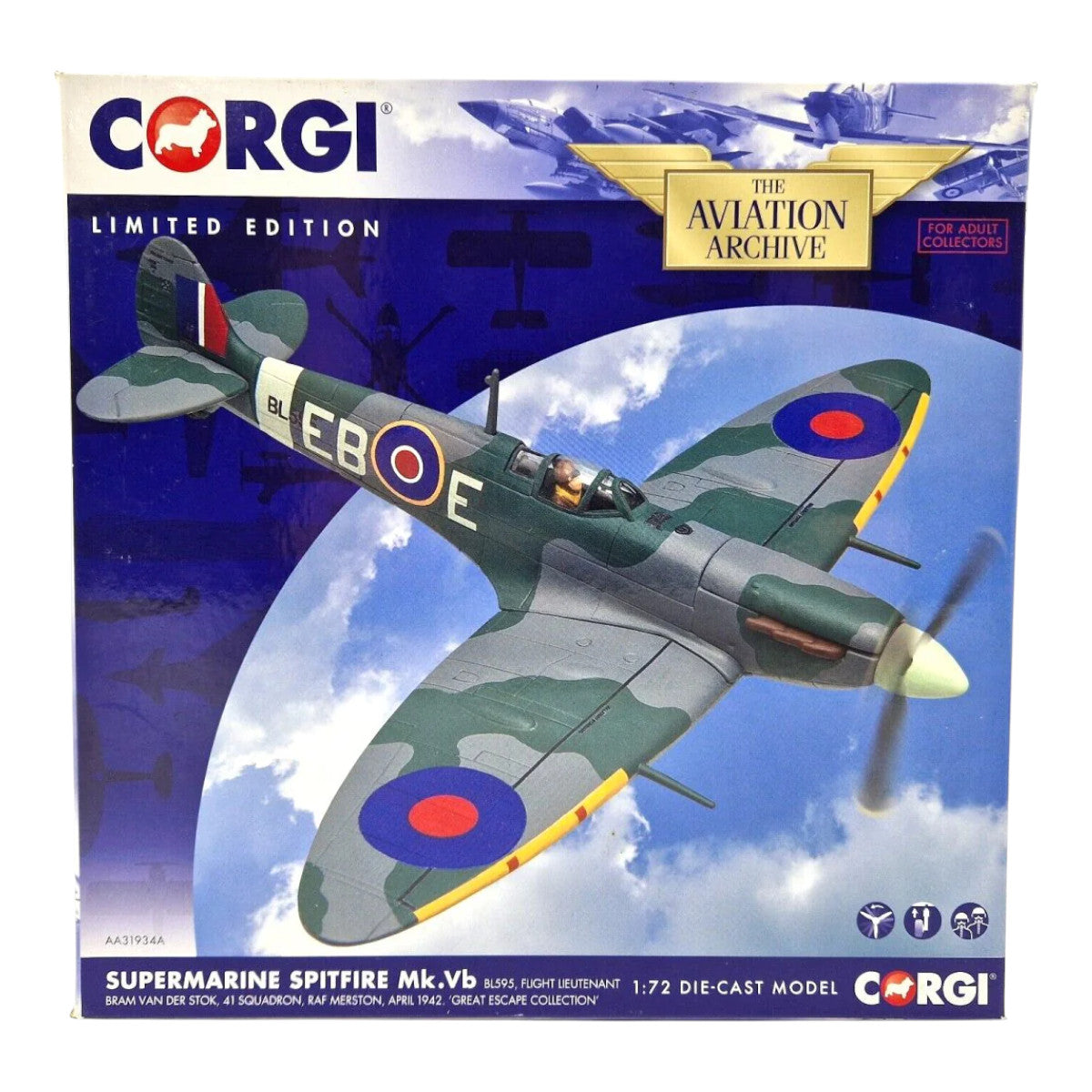 Corgi Aviation Archive 1:72 Supermarine Spitfire Mk.Vb Diecast Model AA31934A