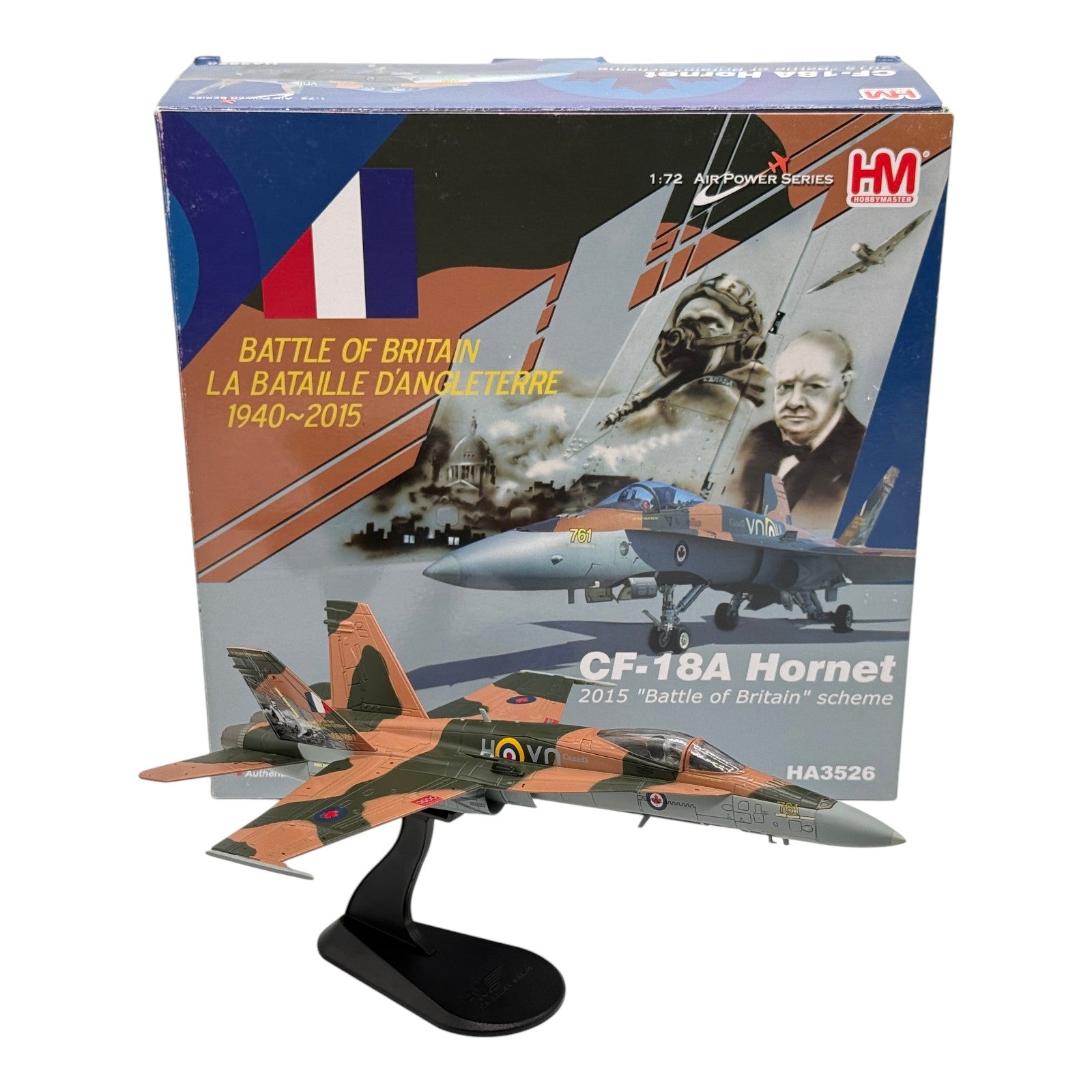 The Collectables Vault Hobby Master 1:72 CF-18 Hornet diecast model in Battle of Britain 75th anniversary camouflage