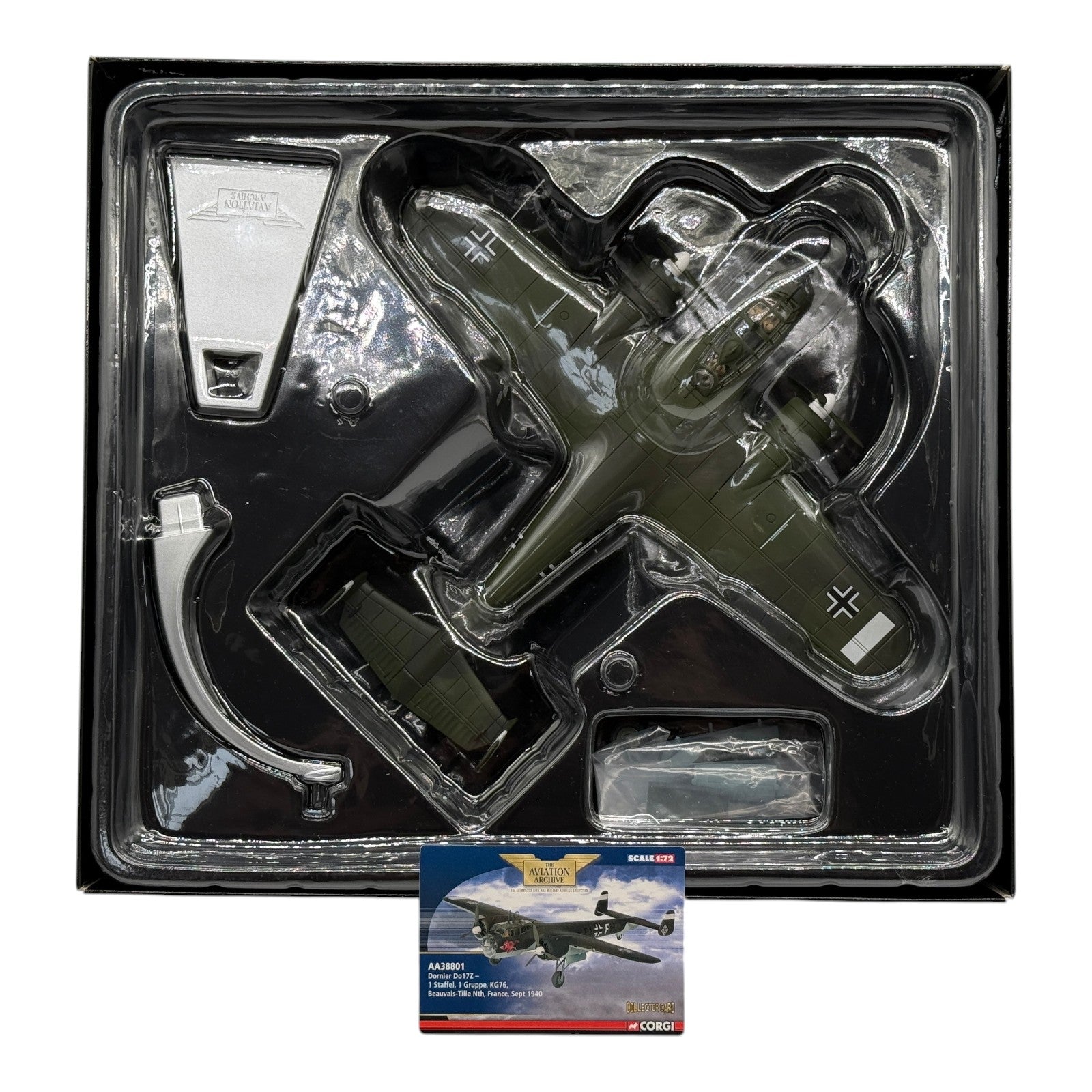 The Collectables Vault Corgi 1:72 scale Dornier Do 17Z Luftwaffe bomber model in its original plastic display packaging.