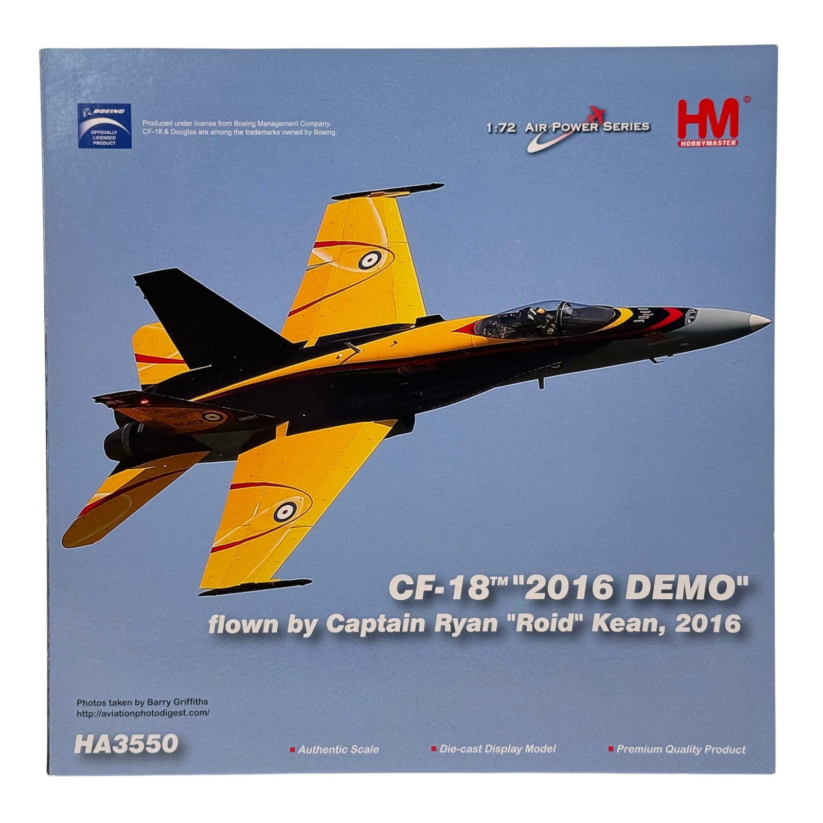 The Collectables Vault Hobby Master 1:72 CF-18 Hornet model box featuring the 2016 RCAF demonstration livery