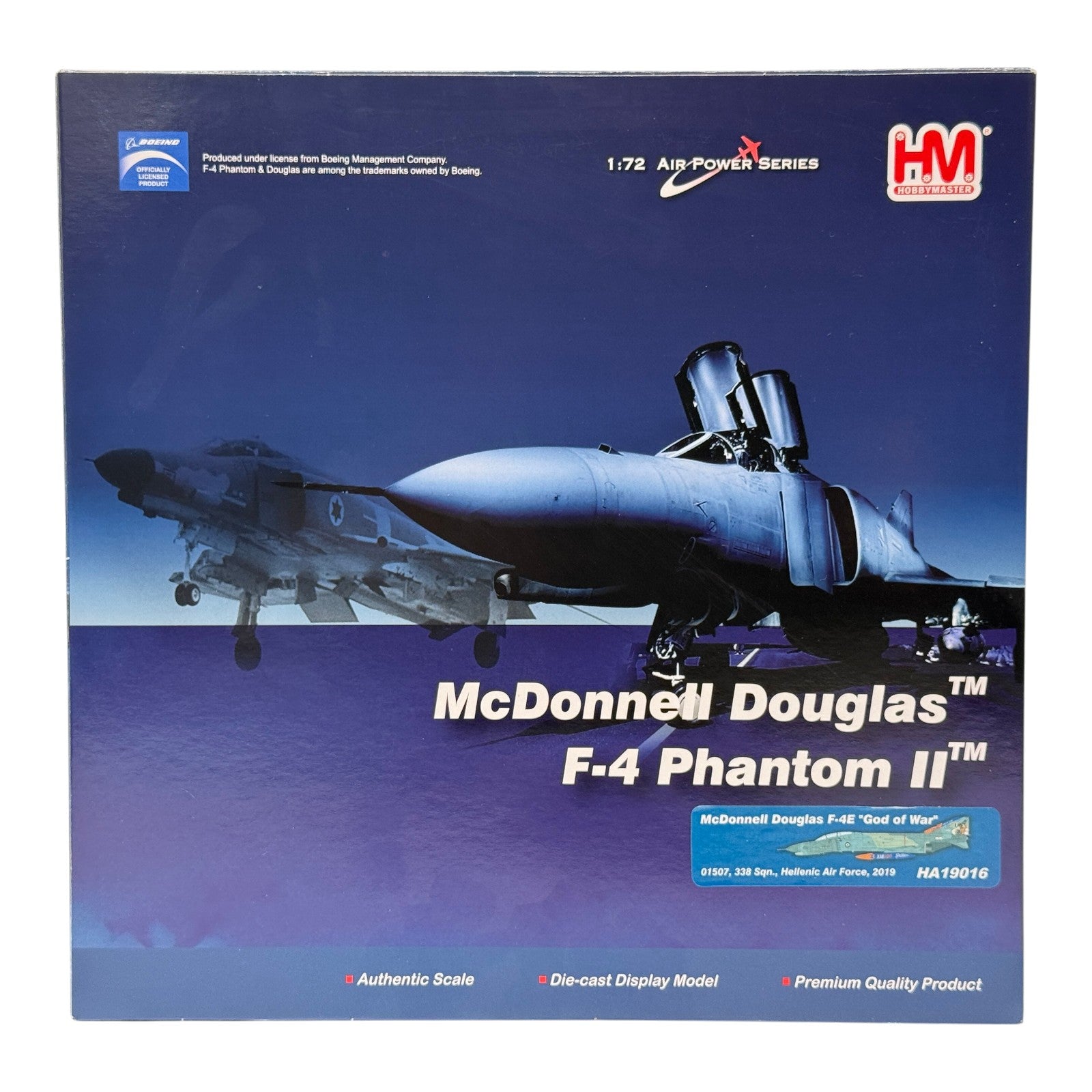 The Collectables Vault Hobby Master 1:72 F-4E Phantom II God of War model box featuring aircraft graphics