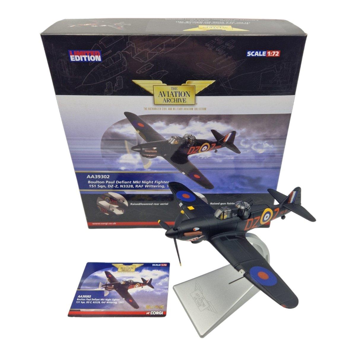 Corgi Aviation Archive 1:72 Scale Bolton Paul Defiant Mk1 Night Fighter 151 SQN 1941 AA39302 - Corgi