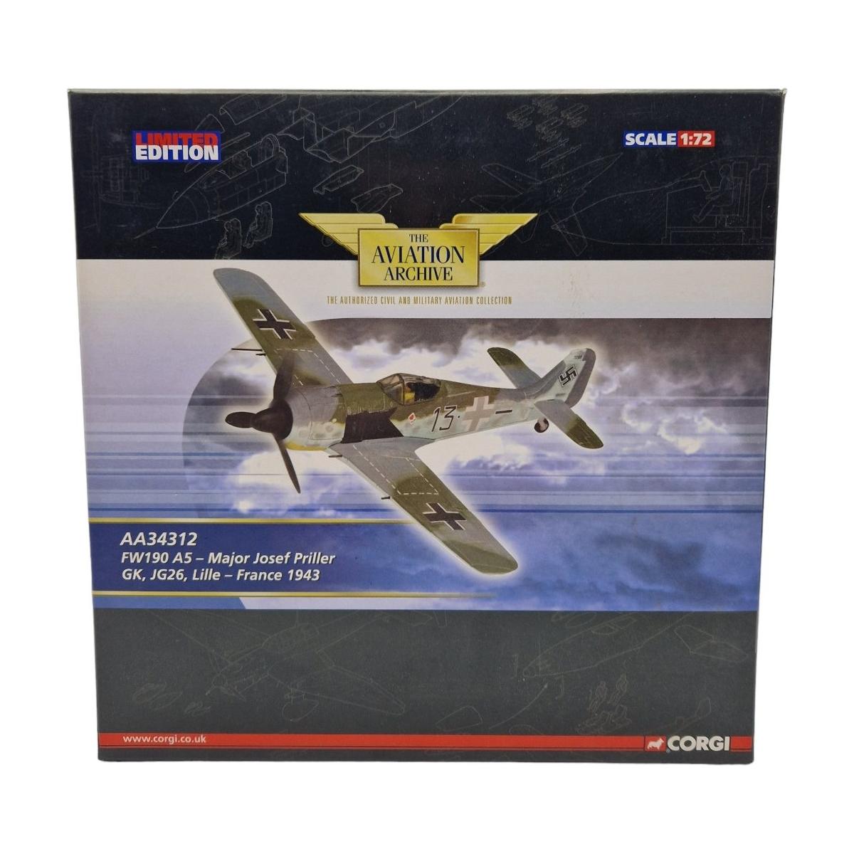 Corgi Aviation Archive 1:72 Scale FW190 - A5 Major Josef Priller Diecast Model AA34312 - Corgi