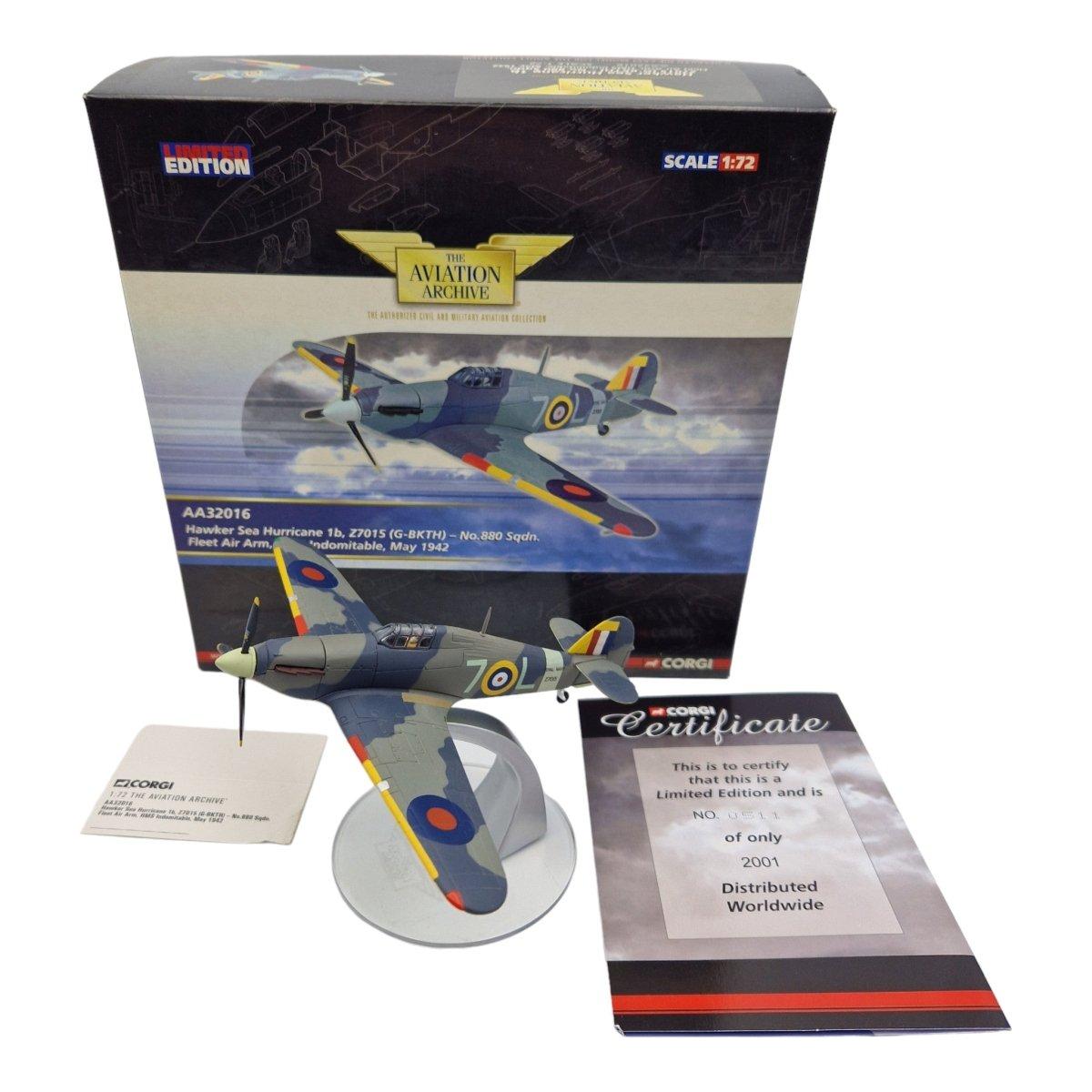 Corgi Aviation Archive 1:72 Scale Hawker Sea Hurricane RNFAA No.880 NAS, Z7015 AA32016 - Corgi