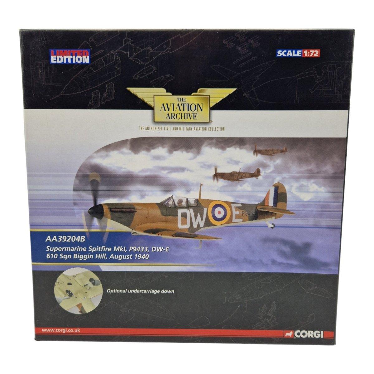 Corgi Aviation Archive 1:72 Scale Spitfire MK.I 610 SQD BOB 1940 AA39204B - Corgi